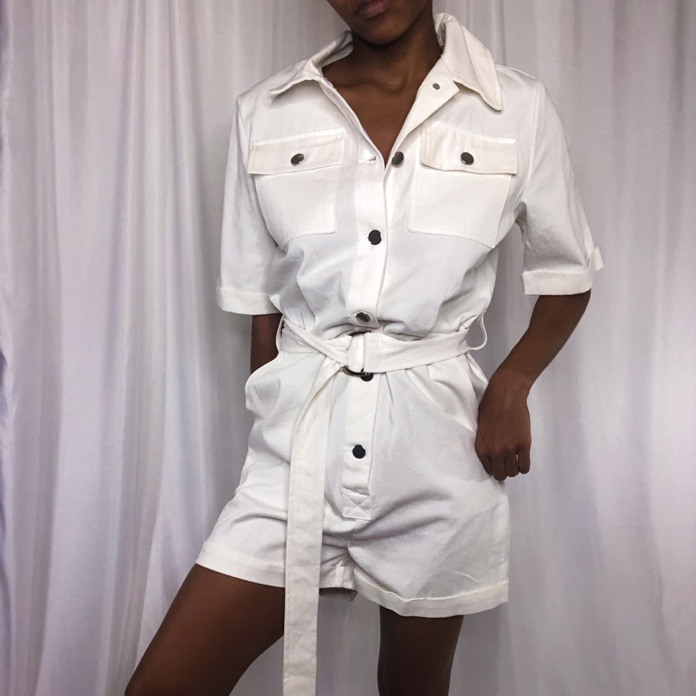 White Denim Romper